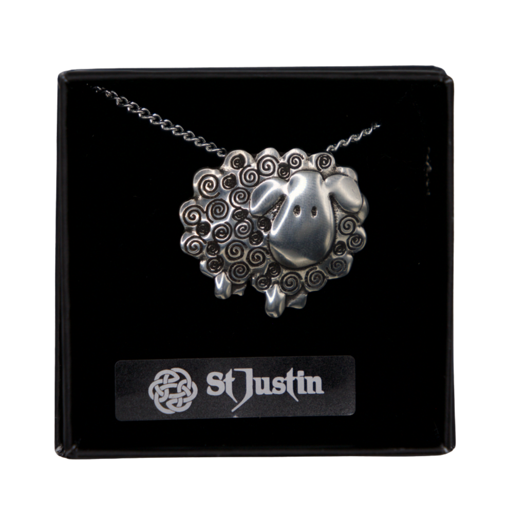 St Justin Pewter Sheep Necklace
