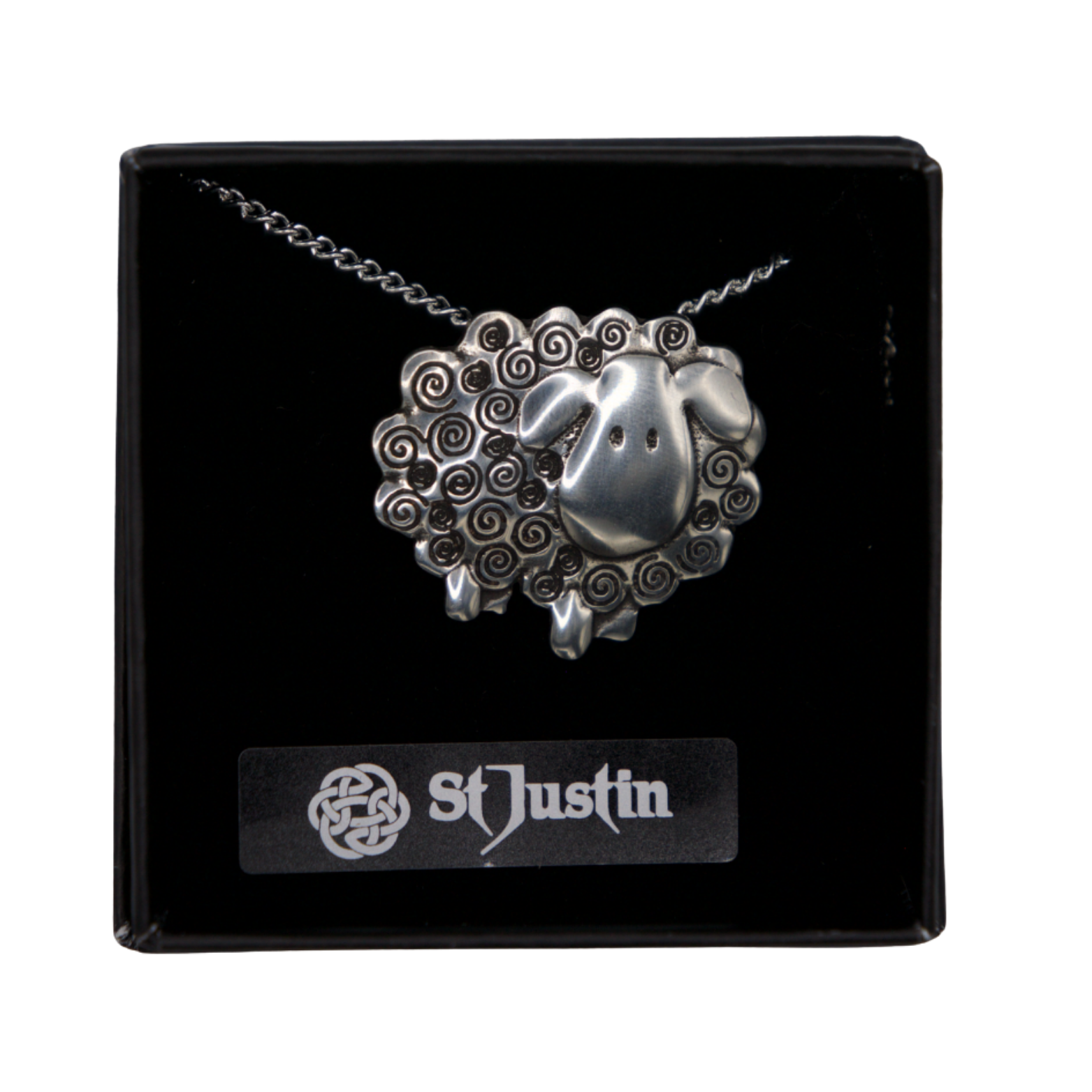St Justin Pewter Sheep Necklace