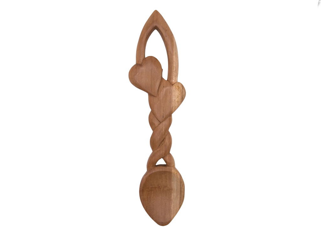 Traditional Two Hearts Twist Welsh Love Spoon