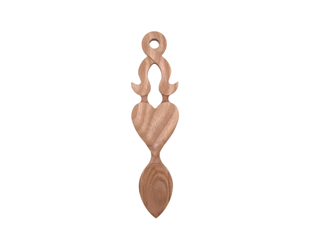 Welsh Love Spoon with Knot and Heart