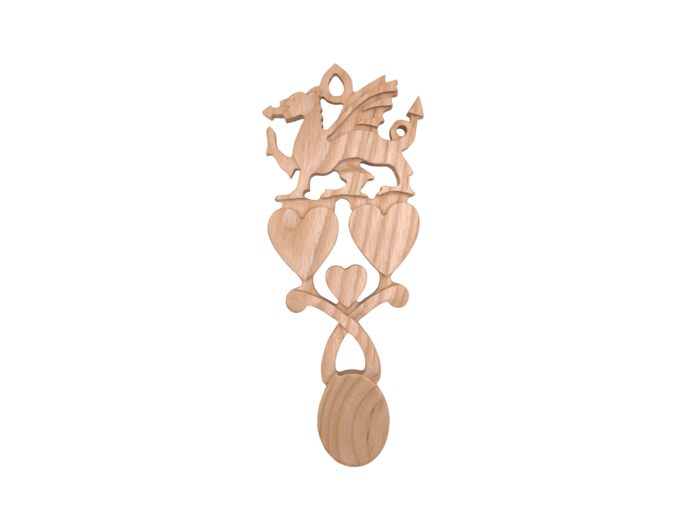 Welsh Dragon with Triple Heart Love Spoon