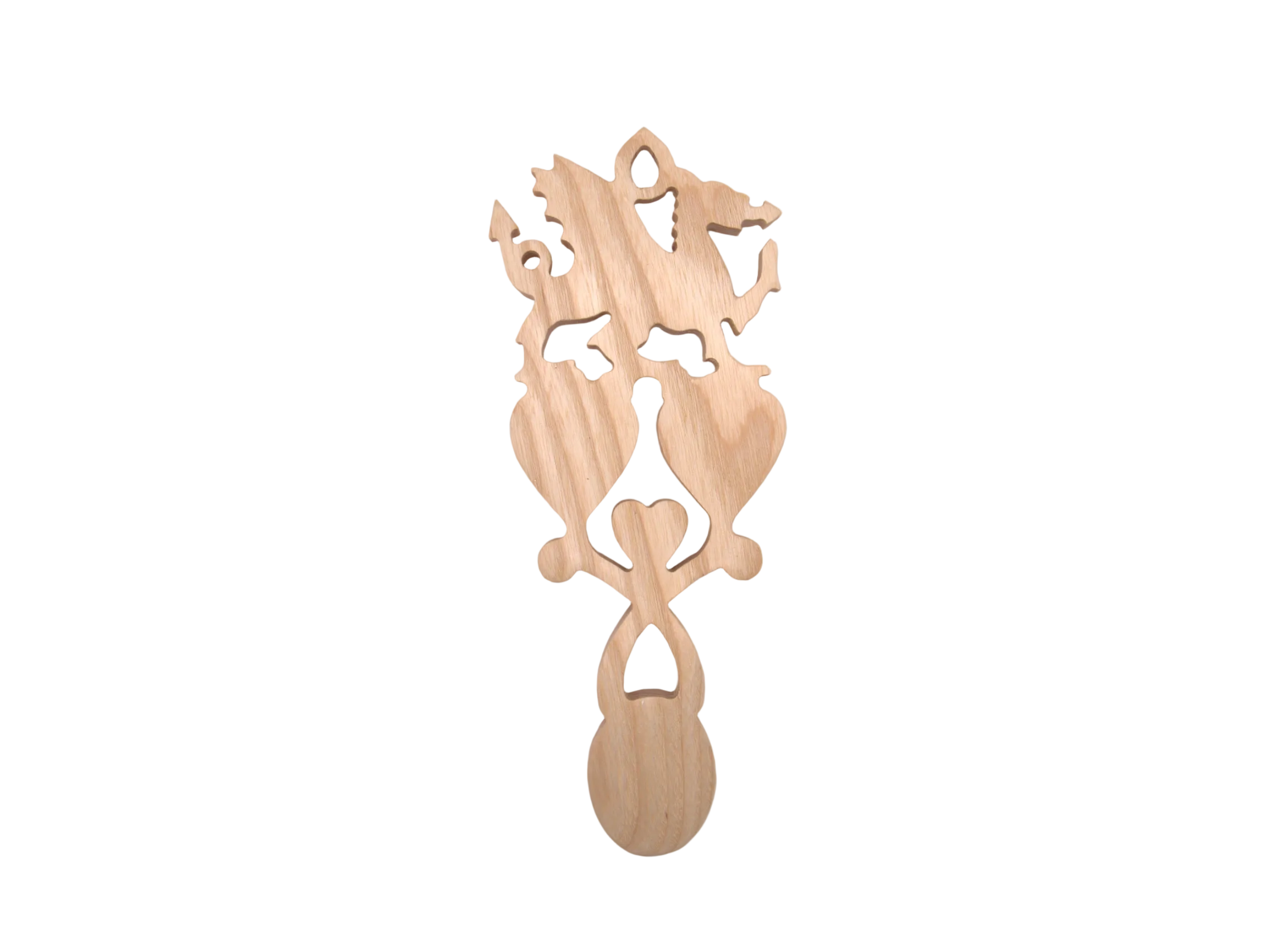 Welsh Dragon with Triple Heart Love Spoon