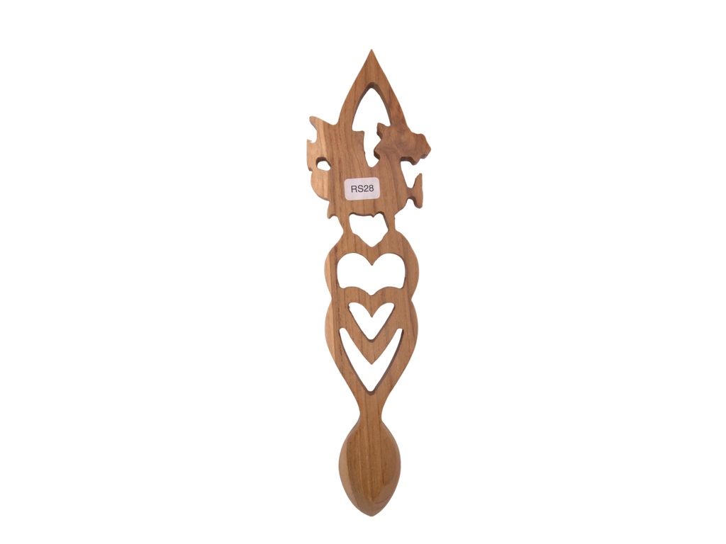 Welsh Dragon Double Heart Love Spoon