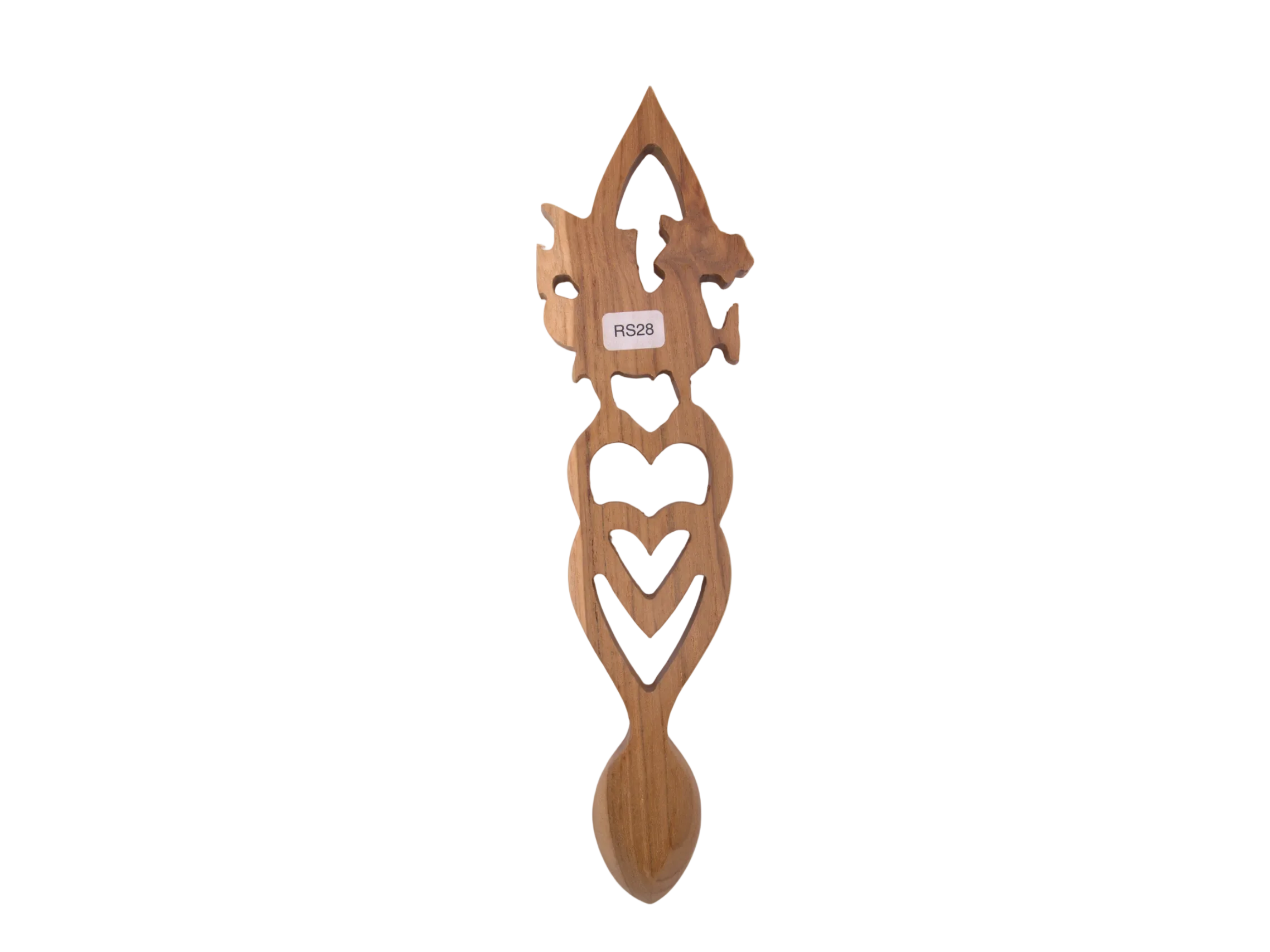Welsh Dragon Double Heart Love Spoon