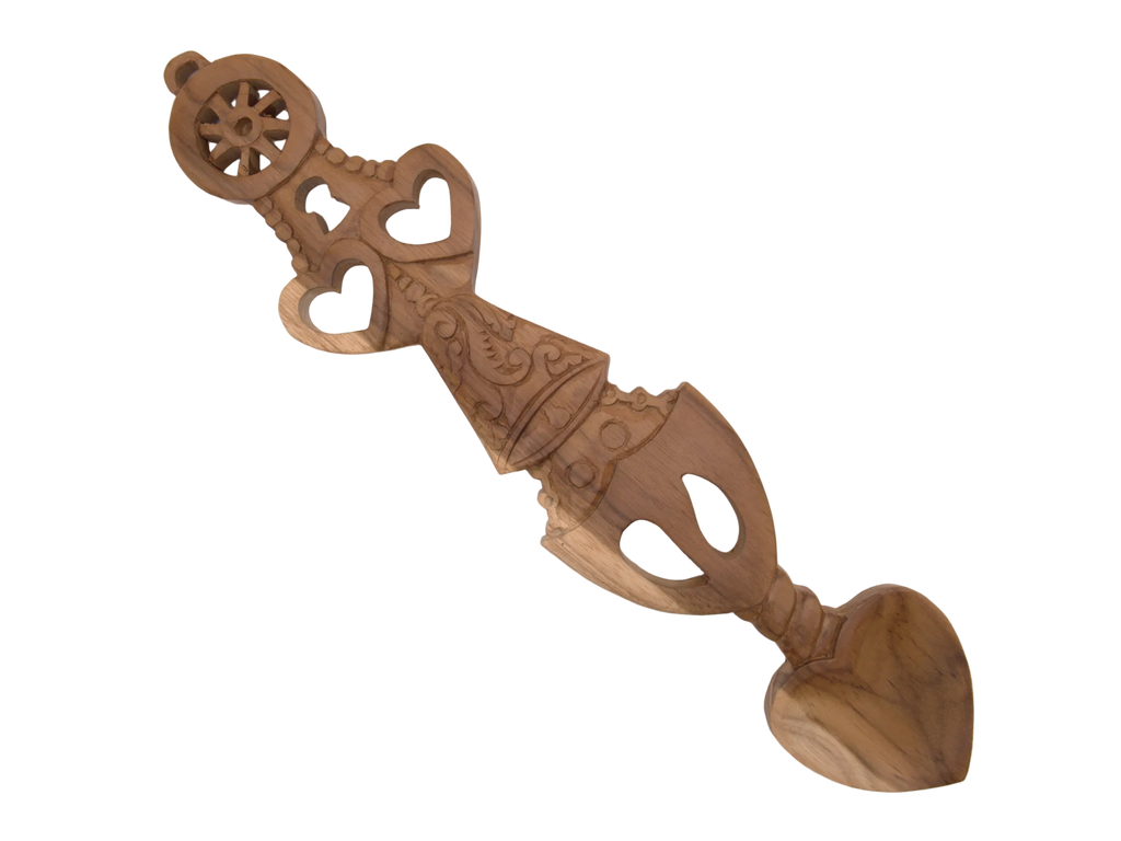 Double Heart Welsh Love Spoon with Wheel of Work
