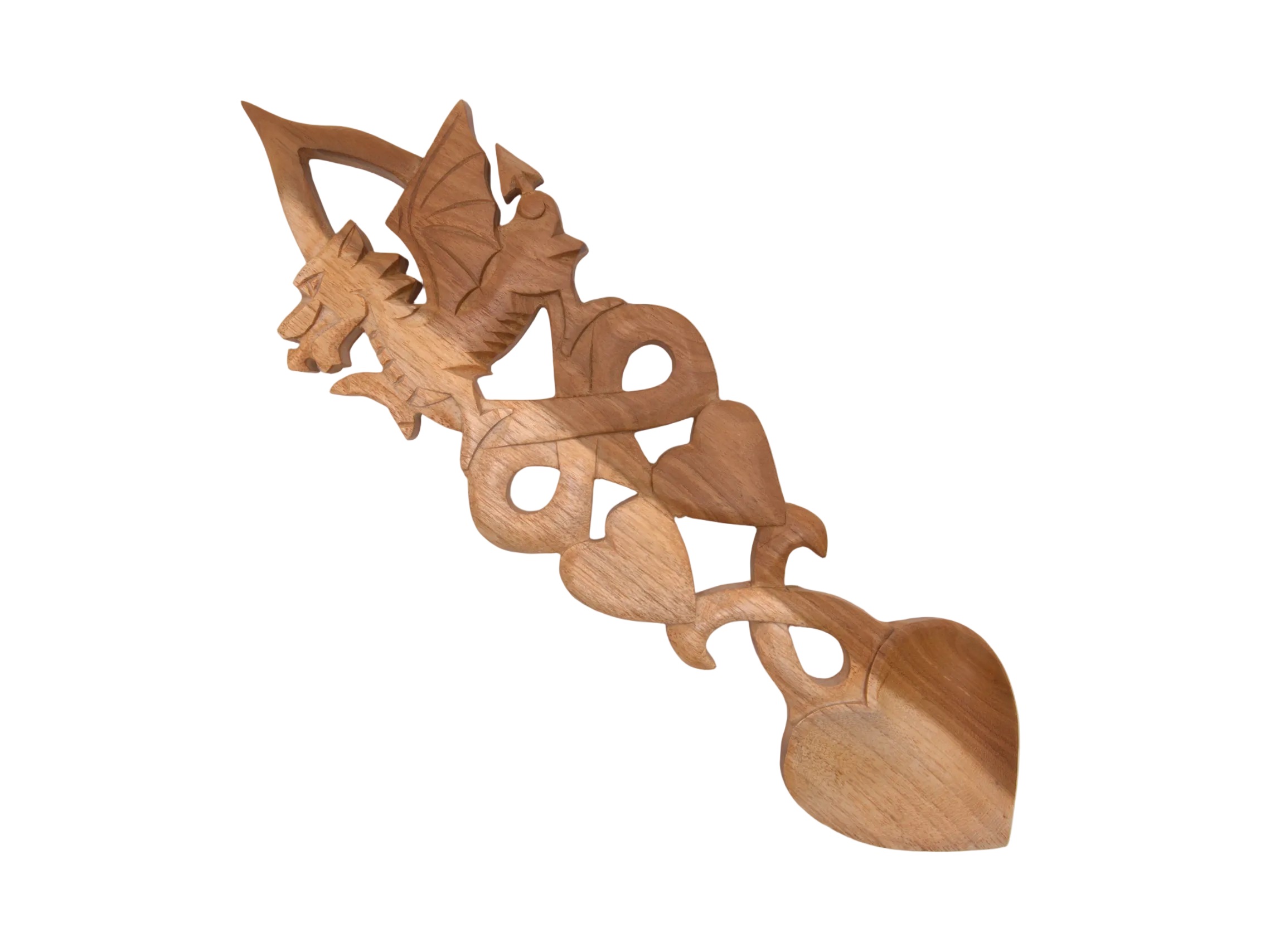 Welsh Dragon Love Spoon with Infinity Knot and Hearts