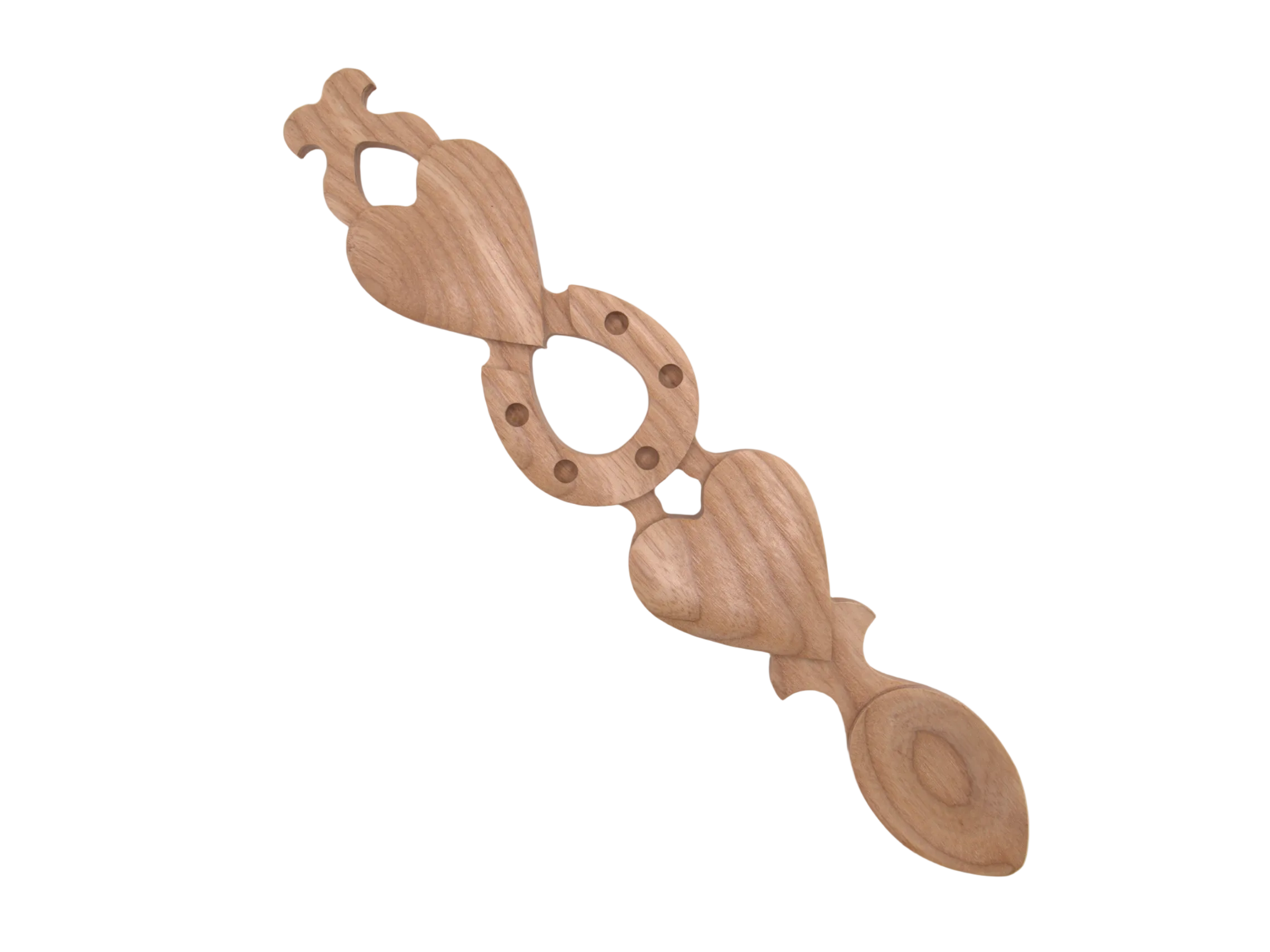 Two Hearts, Horseshoe & Cross Welsh Love Spoon
