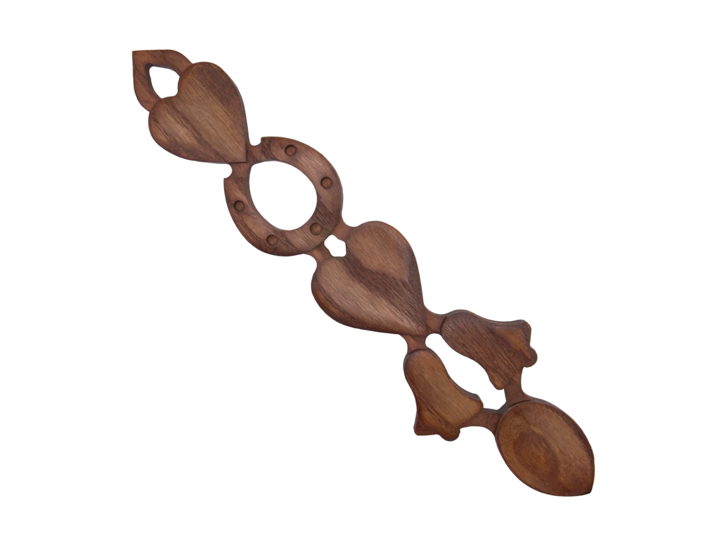 Two Hearts, Bells & Horseshoe Welsh Love Spoon