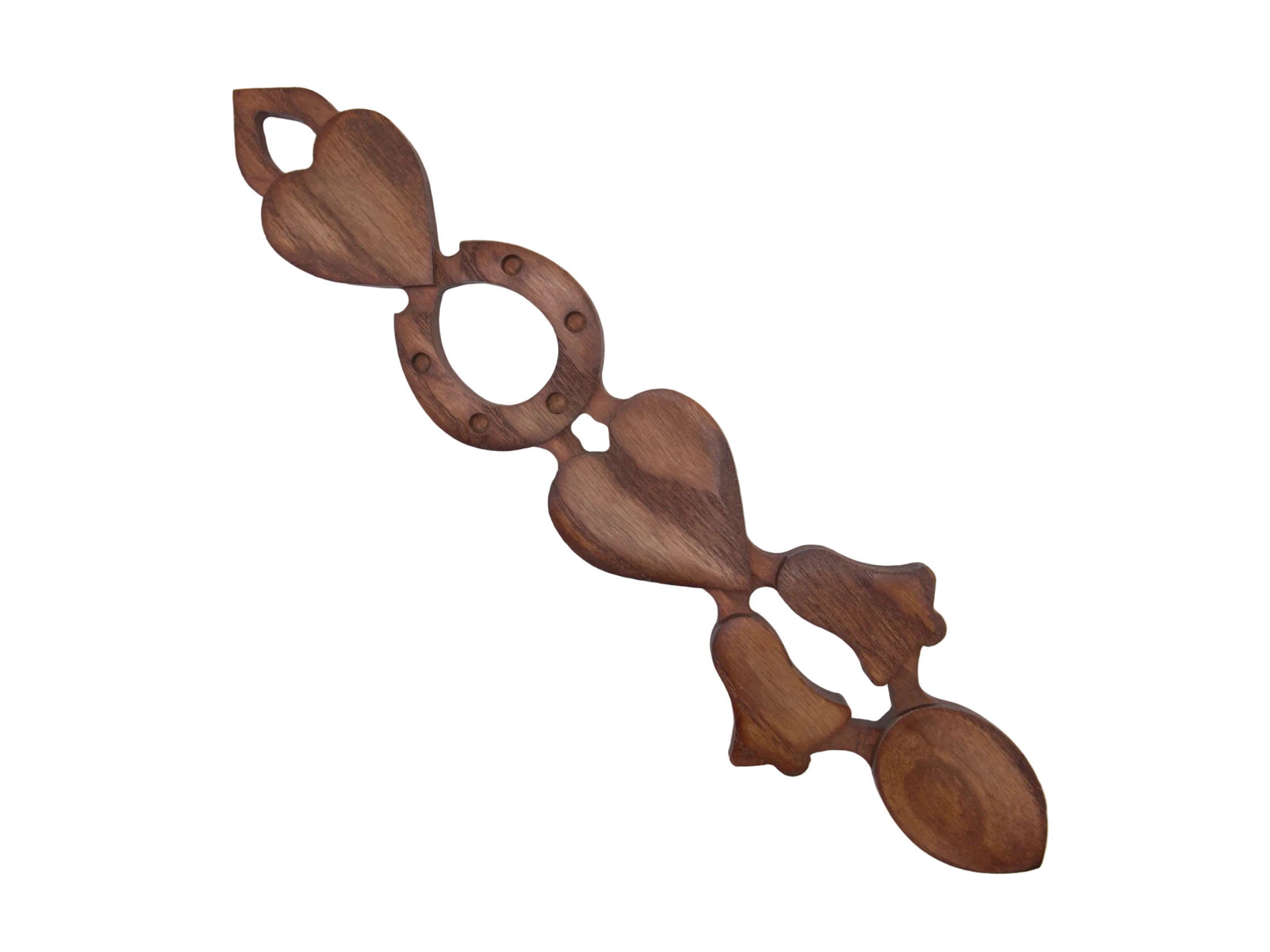 Two Hearts, Bells & Horseshoe Welsh Love Spoon