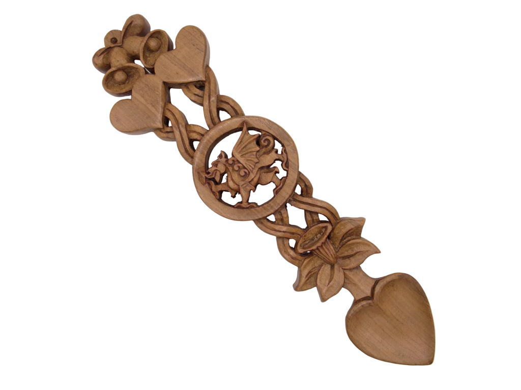 Welsh Dragon, Double Heart & Flower Love Spoon