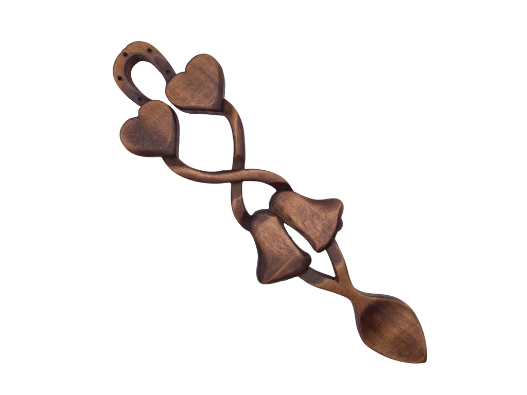 Two Hearts & Two Bells Welsh Love Spoon