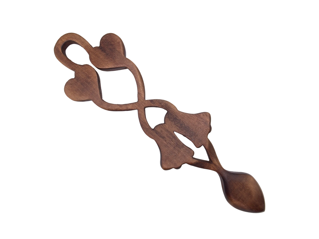 Two Hearts & Two Bells Welsh Love Spoon