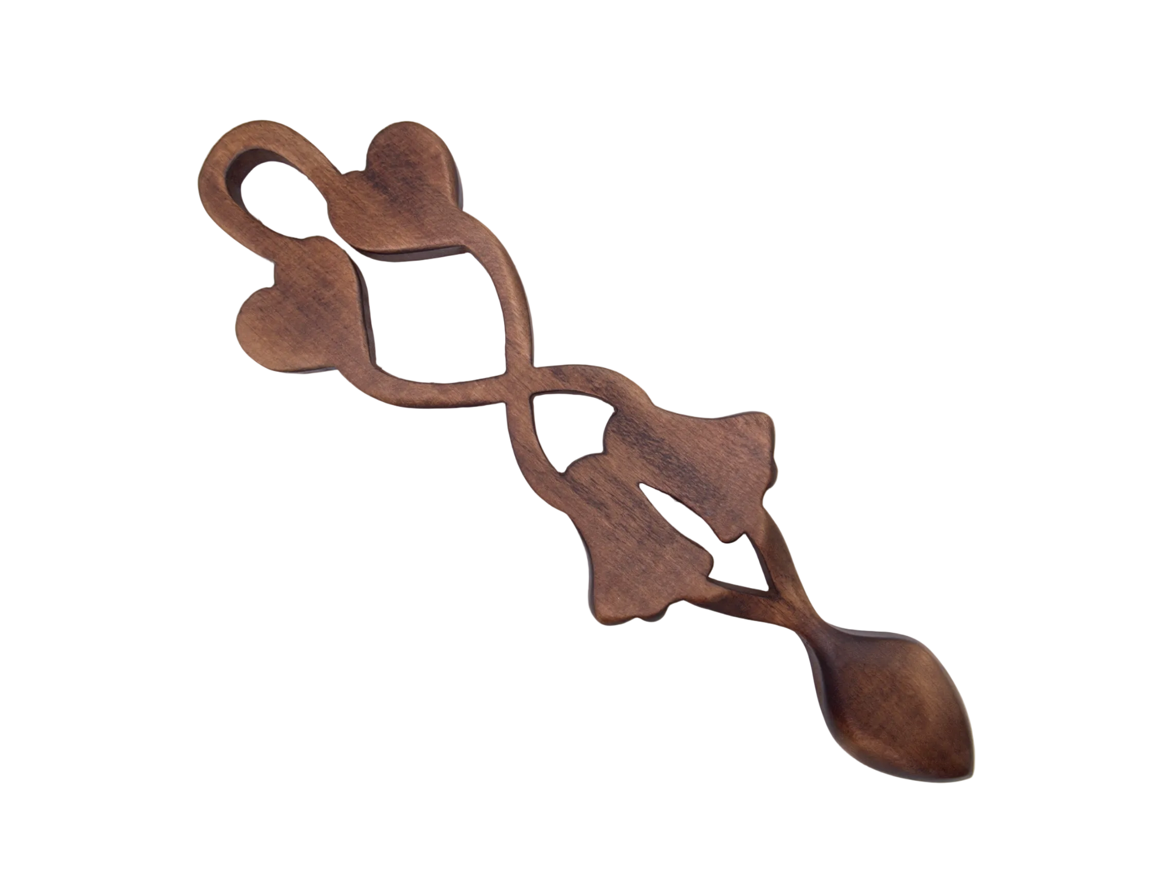 Two Hearts & Two Bells Welsh Love Spoon