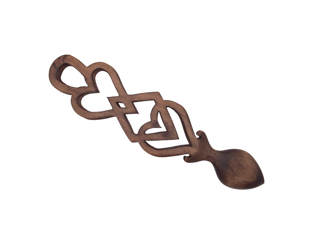 Interlocking Hearts and Diamond Welsh Love Spoon