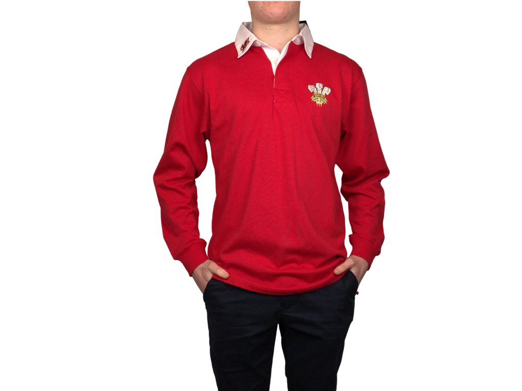 Traditional Red Cymru Long Sleeve Rugby Shirt