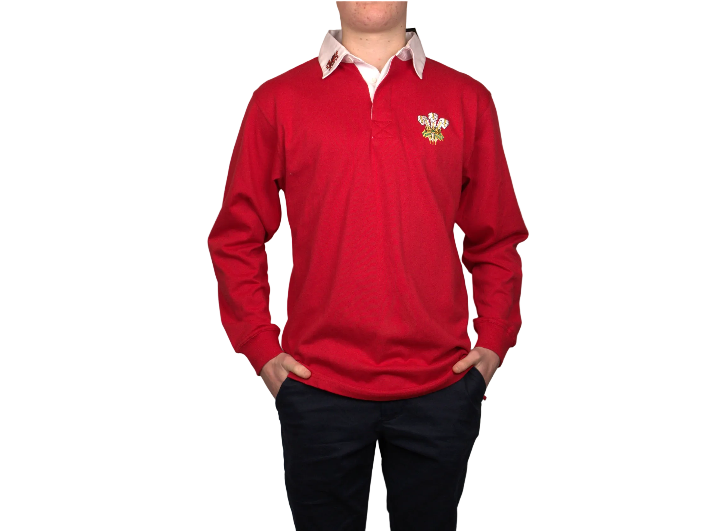 Traditional Red Cymru Long Sleeve Rugby Shirt