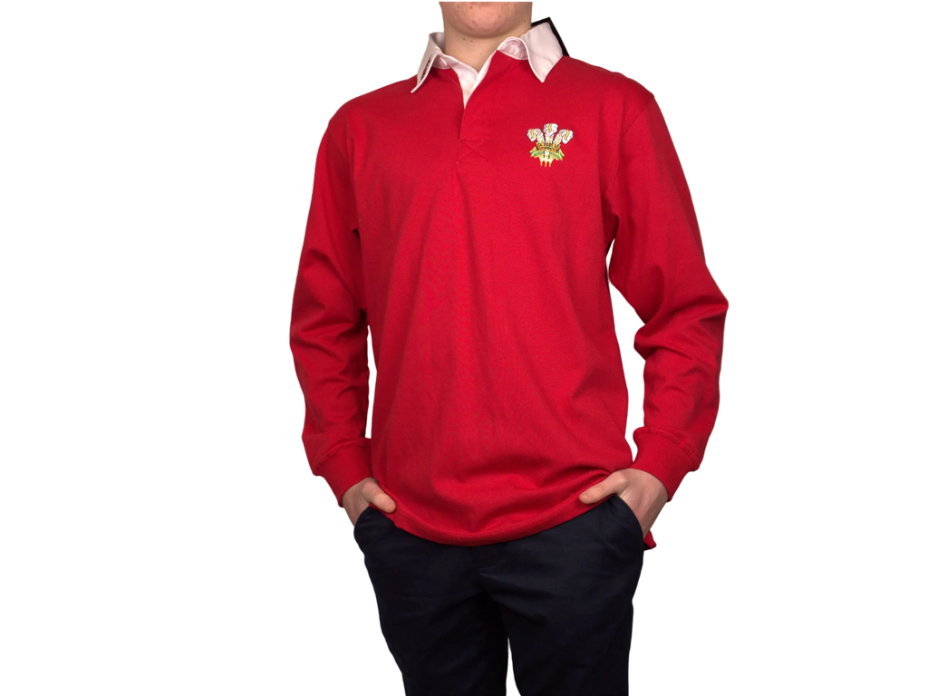 Traditional Red Cymru Long Sleeve Rugby Shirt