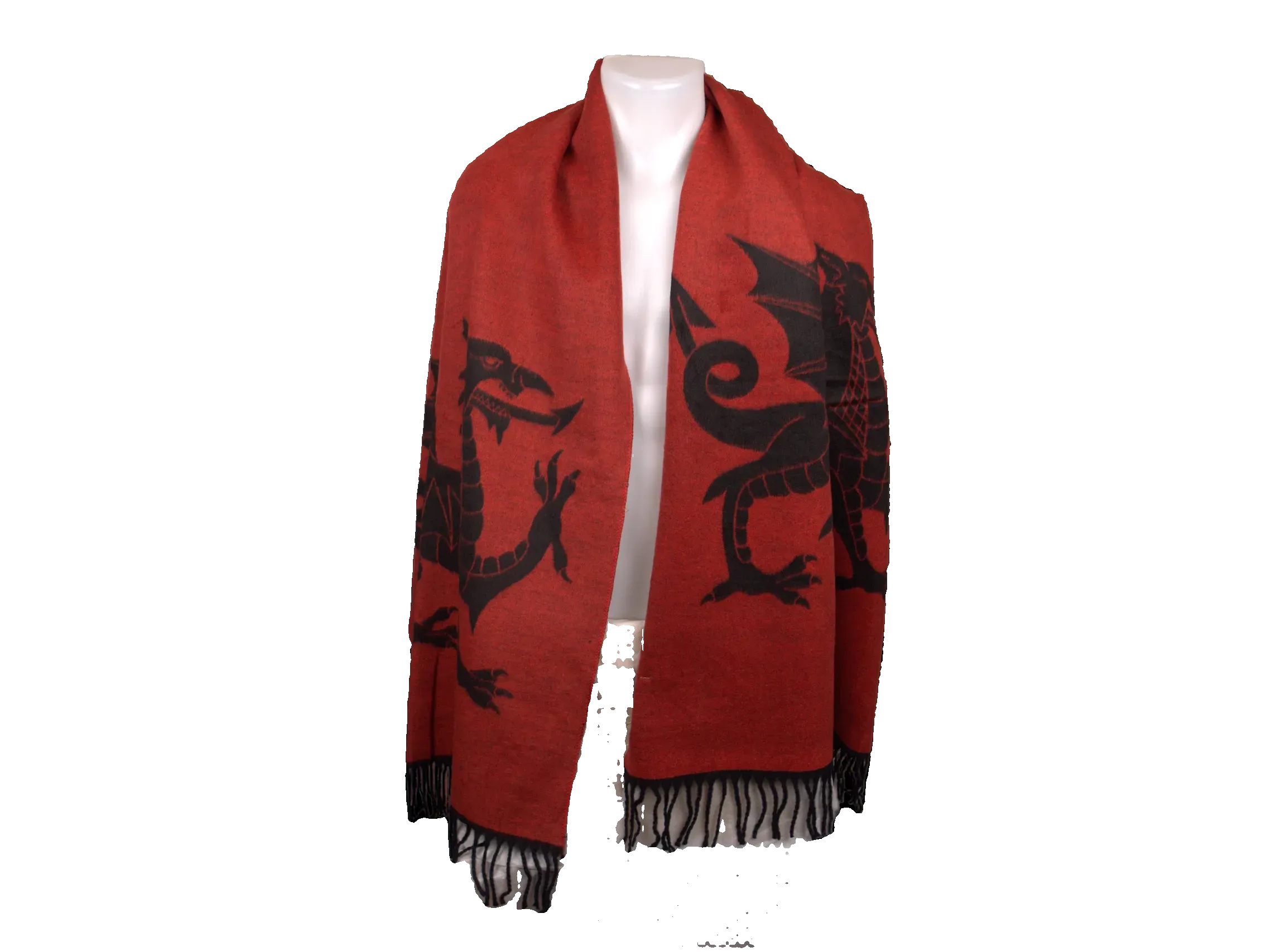 Reversible Welsh Dragon Wool Scarf
