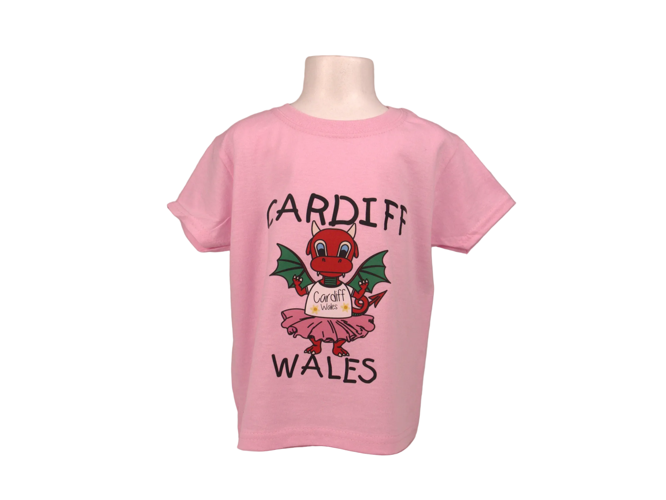 Pink Cardiff Wales Dragon Kids T-Shirt