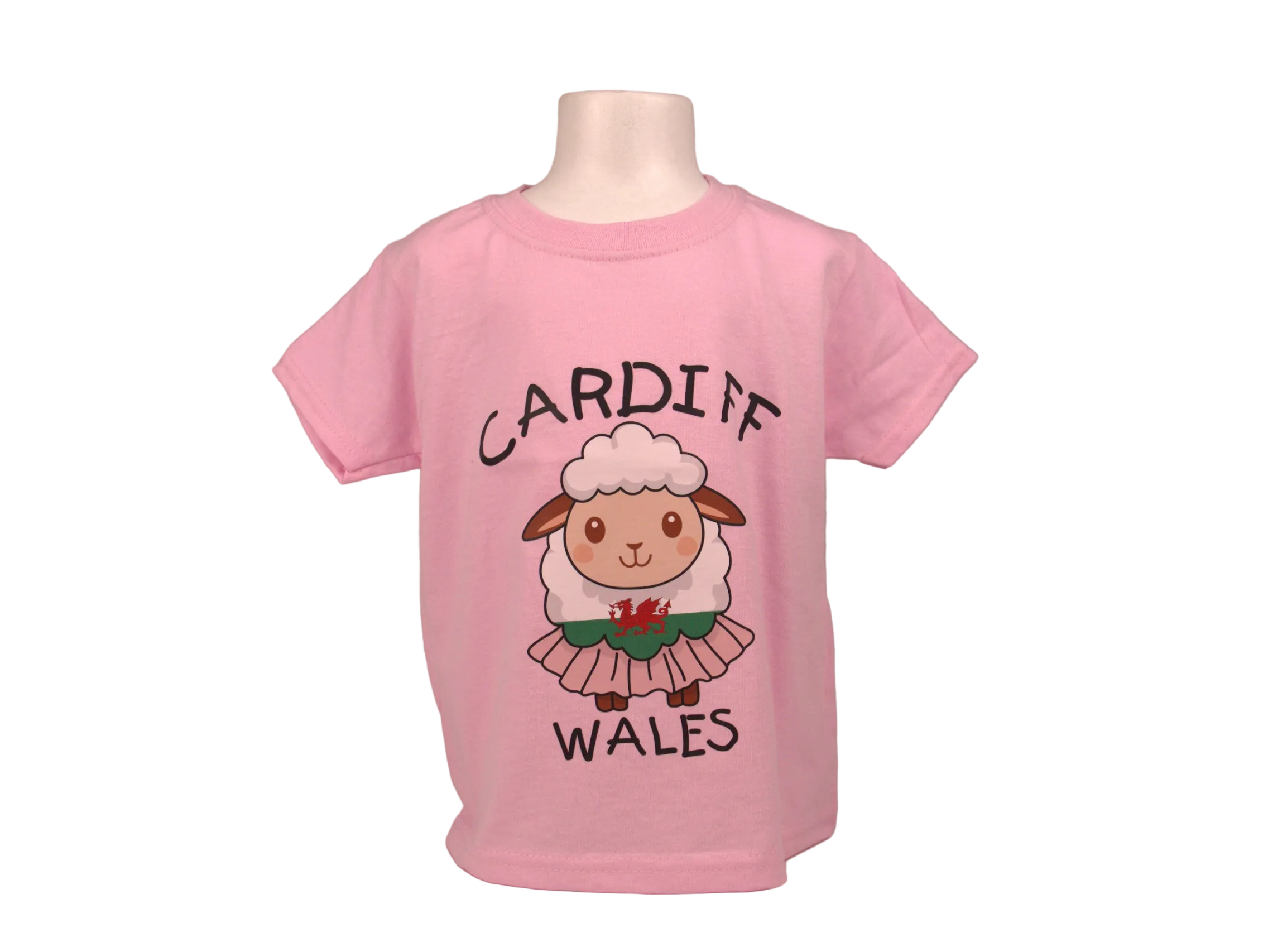Pink Cardiff Wales Sheep Kids T-Shirt