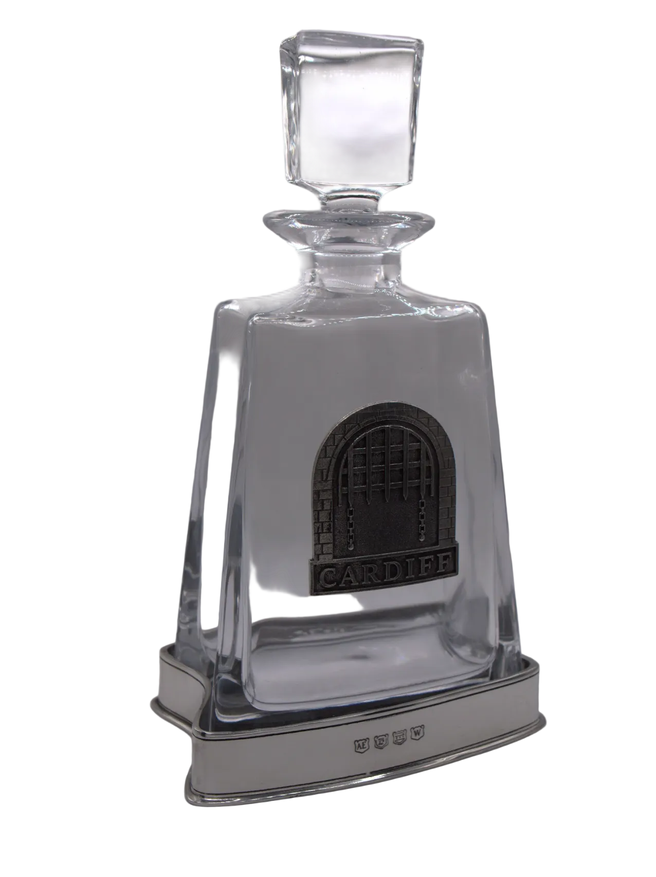 A.E Williams Cardiff Castle Pewter & Glass Decanter