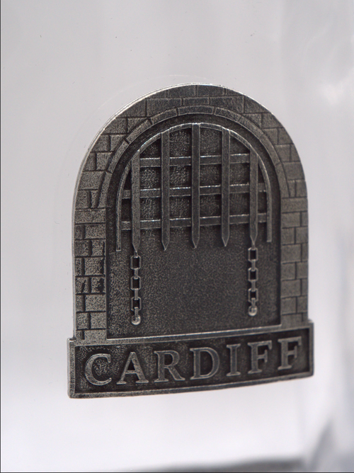 A.E Williams Cardiff Castle Pewter & Glass Decanter