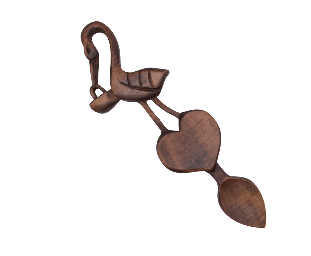 Stork & Heart Welsh Lovespoon