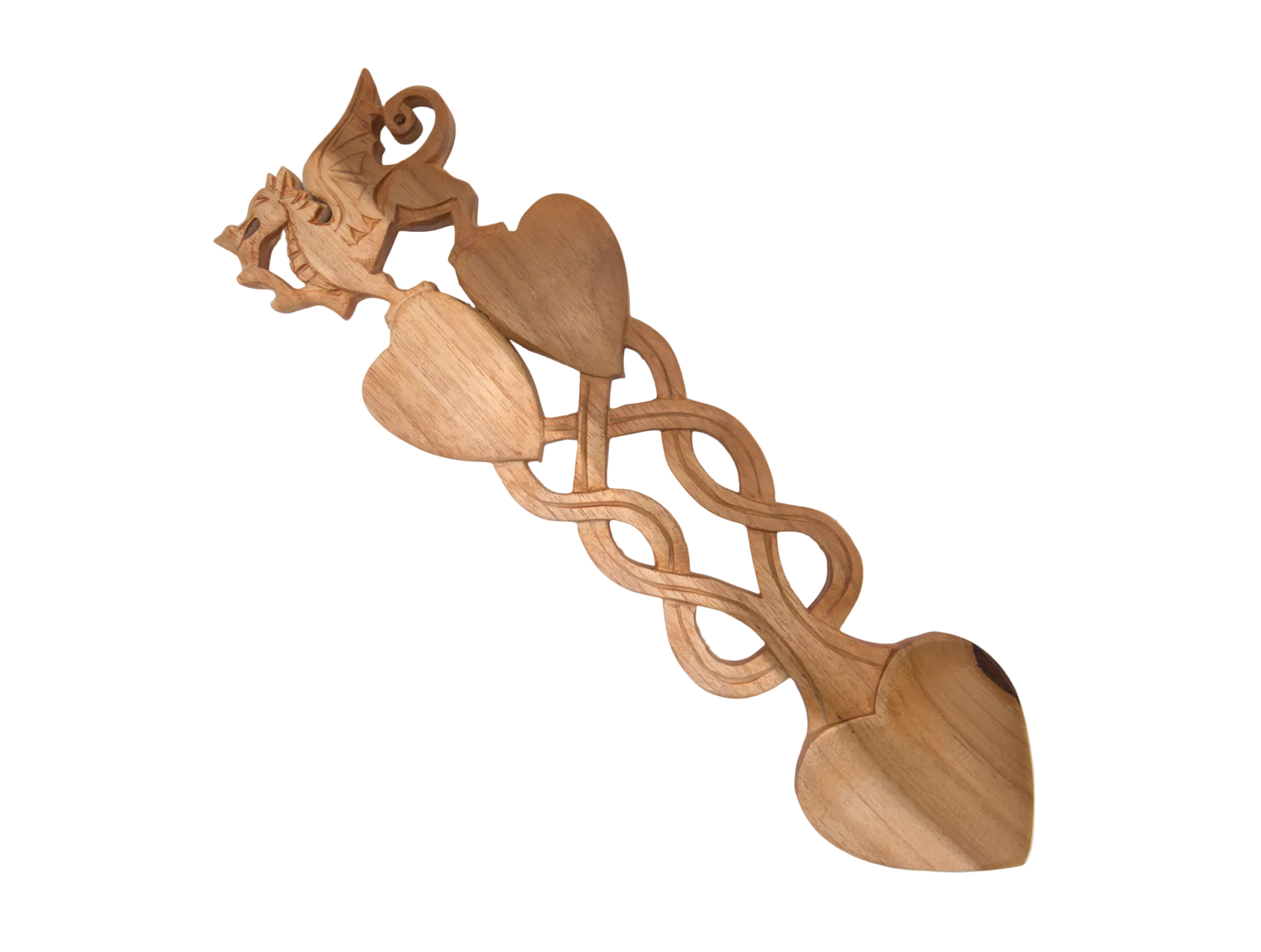 Dragon Double Heart Knot Welsh Lovespoon
