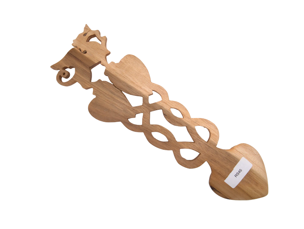 Dragon Double Heart Knot Welsh Lovespoon