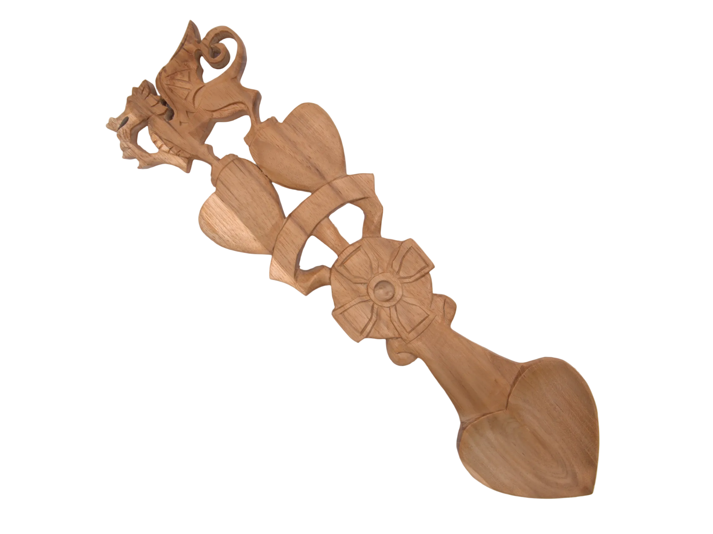 Dragon, Double Heart & Celtic Cross Welsh Lovespoon