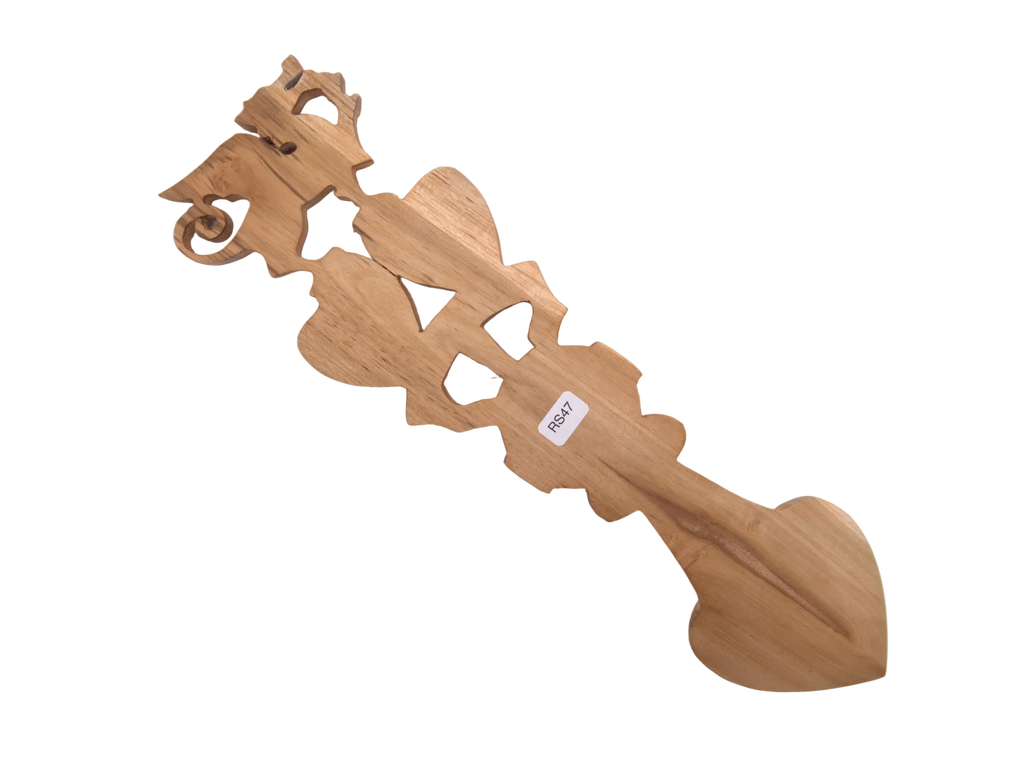 Dragon, Double Heart & Celtic Cross Welsh Lovespoon