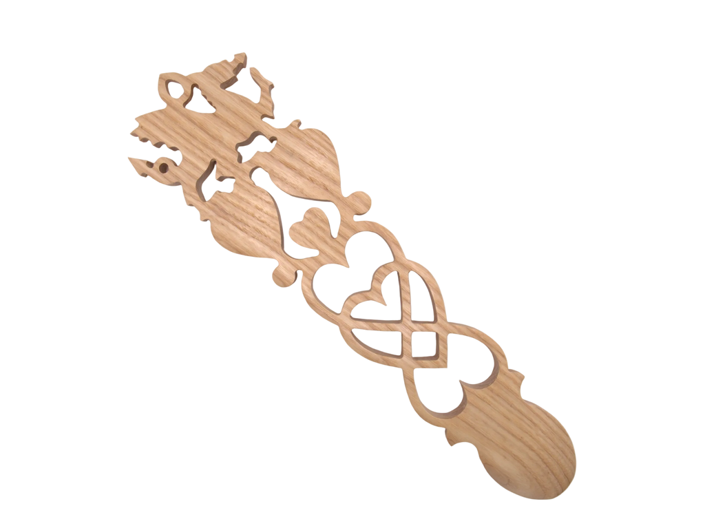 Dragon, Double Heart & Celtic Knot Welsh Lovespoon