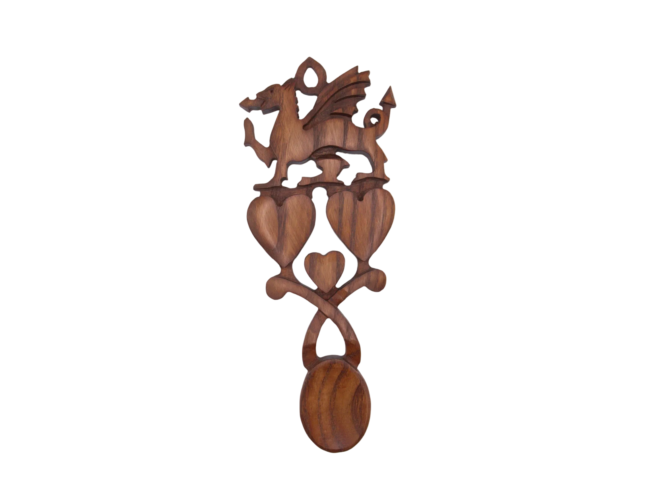 Welsh Dragon with Triple Heart Love Spoon