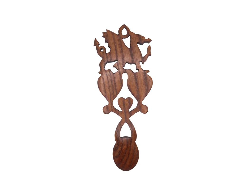 Welsh Dragon with Triple Heart Love Spoon