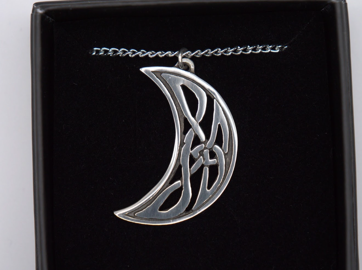St Justin Pewter Celtic Moon Necklace