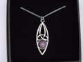 St Justin Pewter Celtic Trinity Knot Purple Stone Necklace