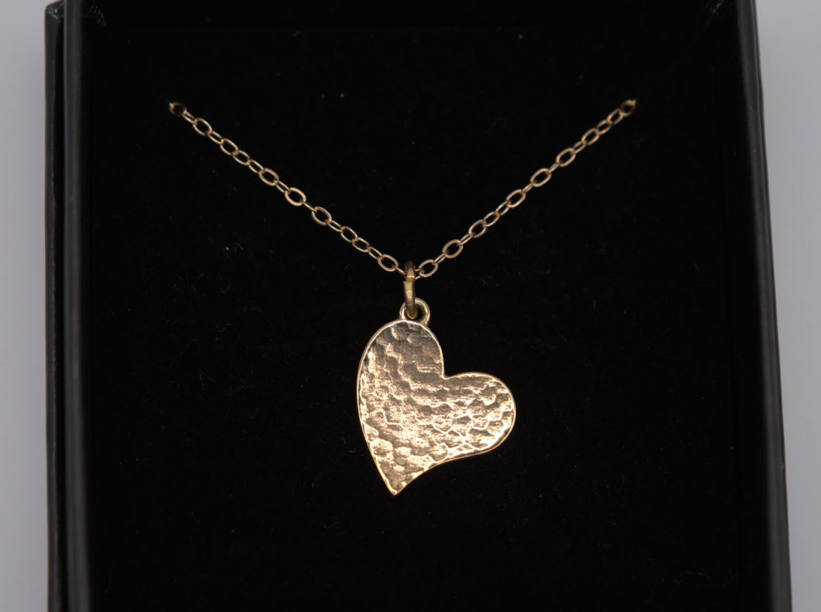 St Justin Bronze Hammered Heart Necklace