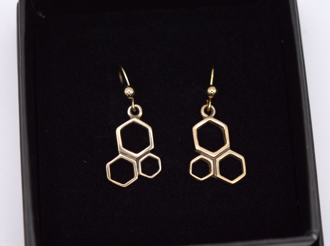 St Justin Bronze Honeycomb Drop Earrings