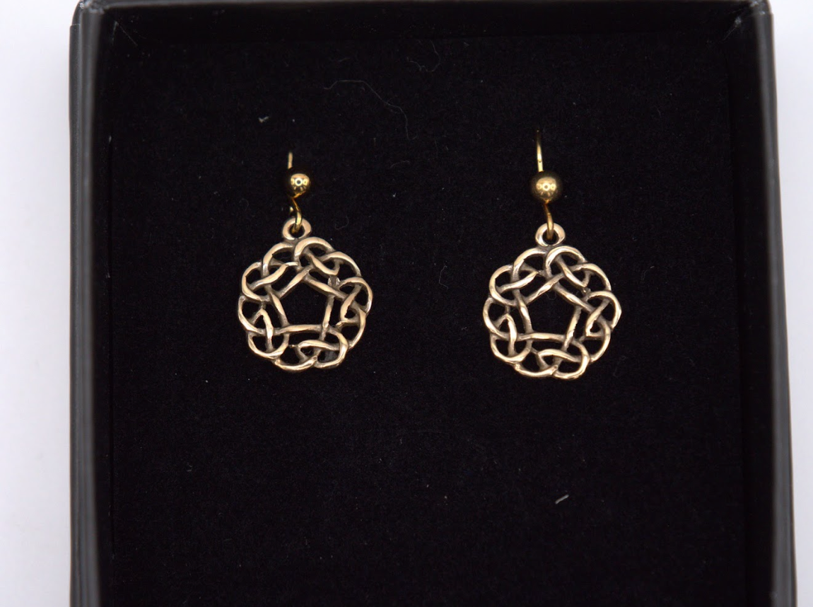 St Justin Bronze Celtic Knot Circle Drop Earrings