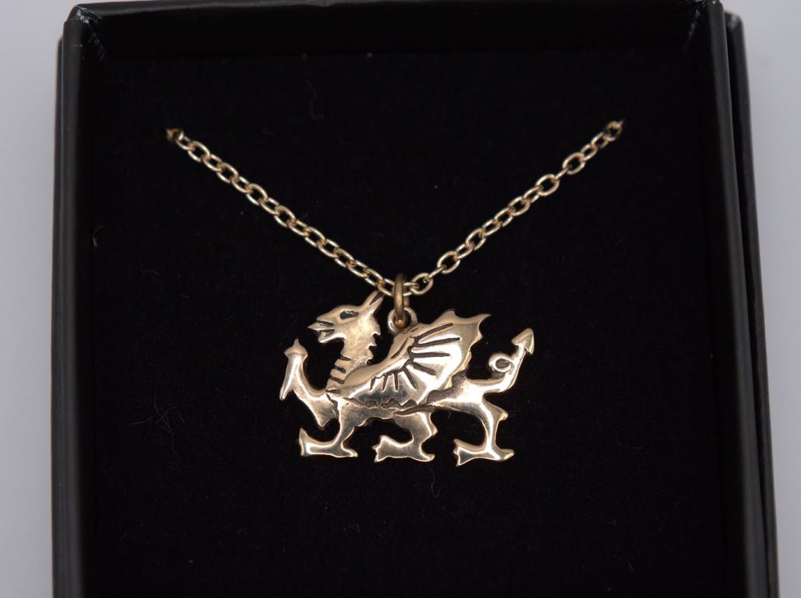 St Justin Bronze Welsh Dragon Pendant Necklace