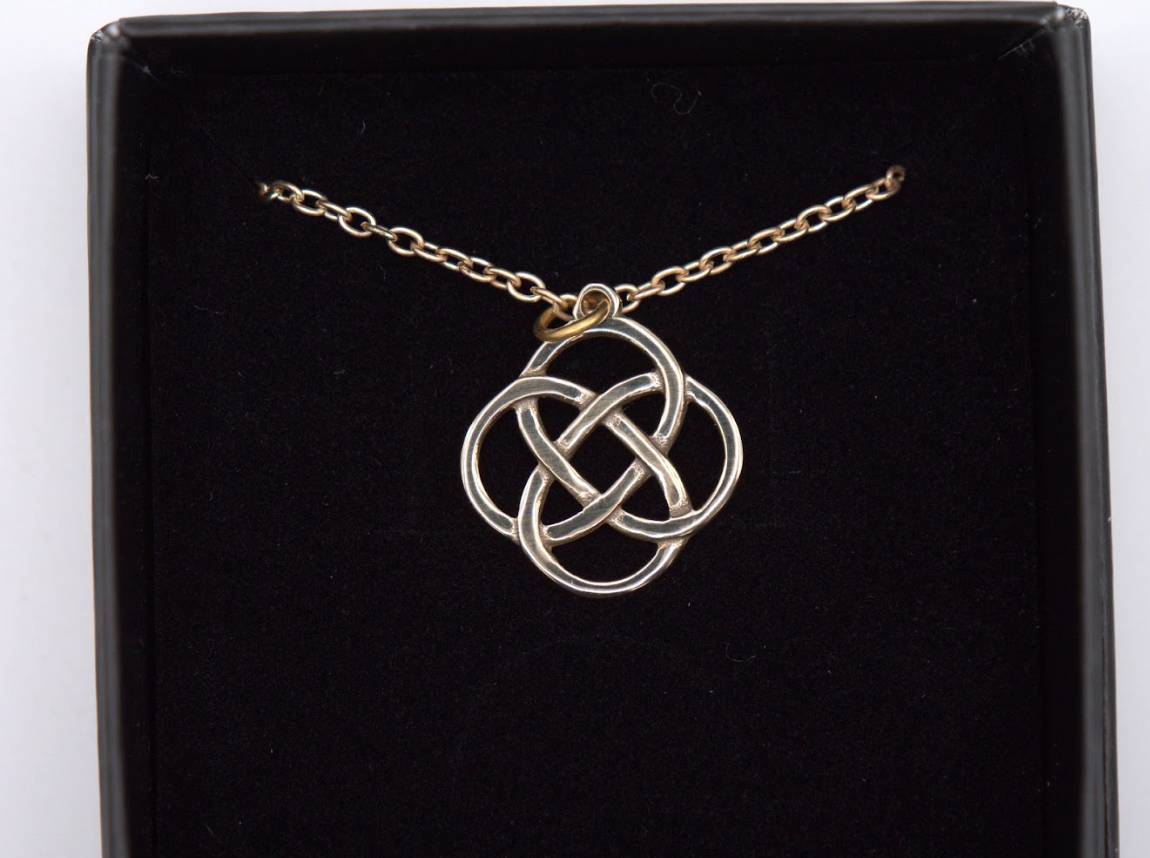 St Justin Bronze Celtic Knot Round Pendant Necklace