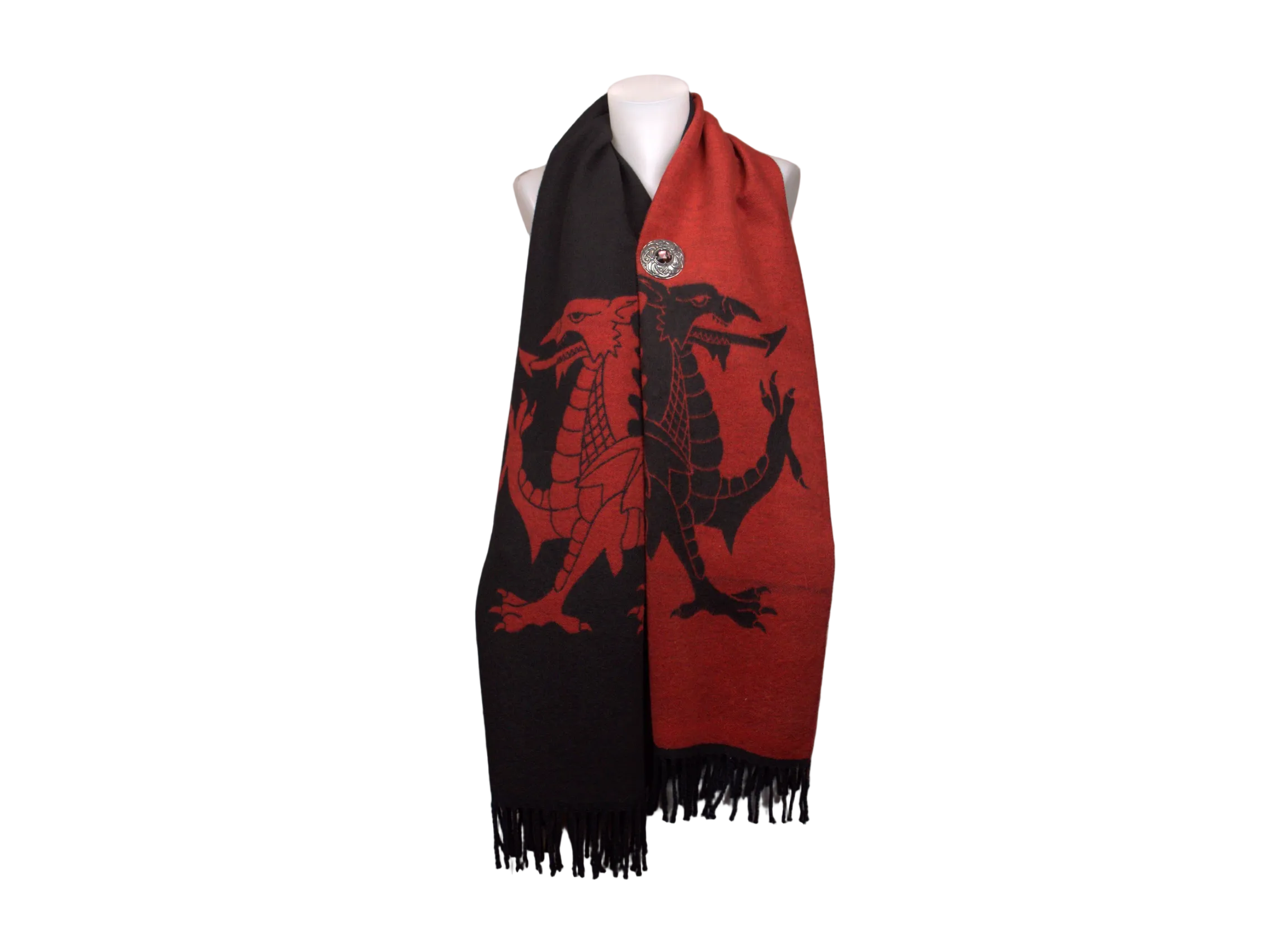 Reversible Welsh Dragon Wool Scarf