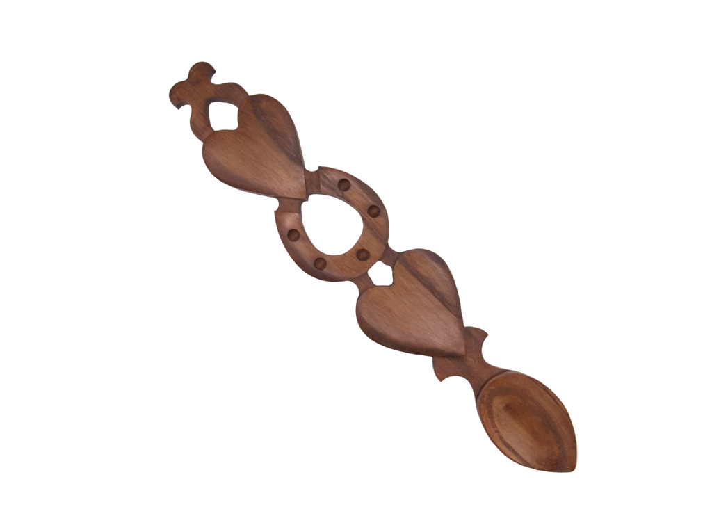 Two Hearts, Horseshoe & Cross Welsh Love Spoon