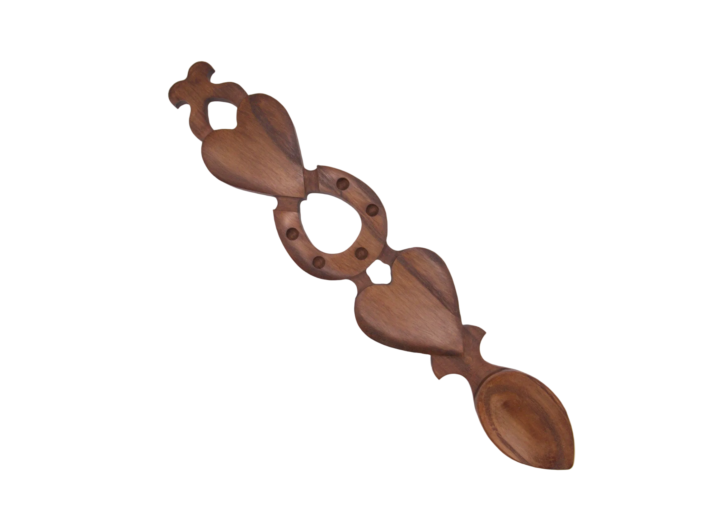 Two Hearts, Horseshoe & Cross Welsh Love Spoon