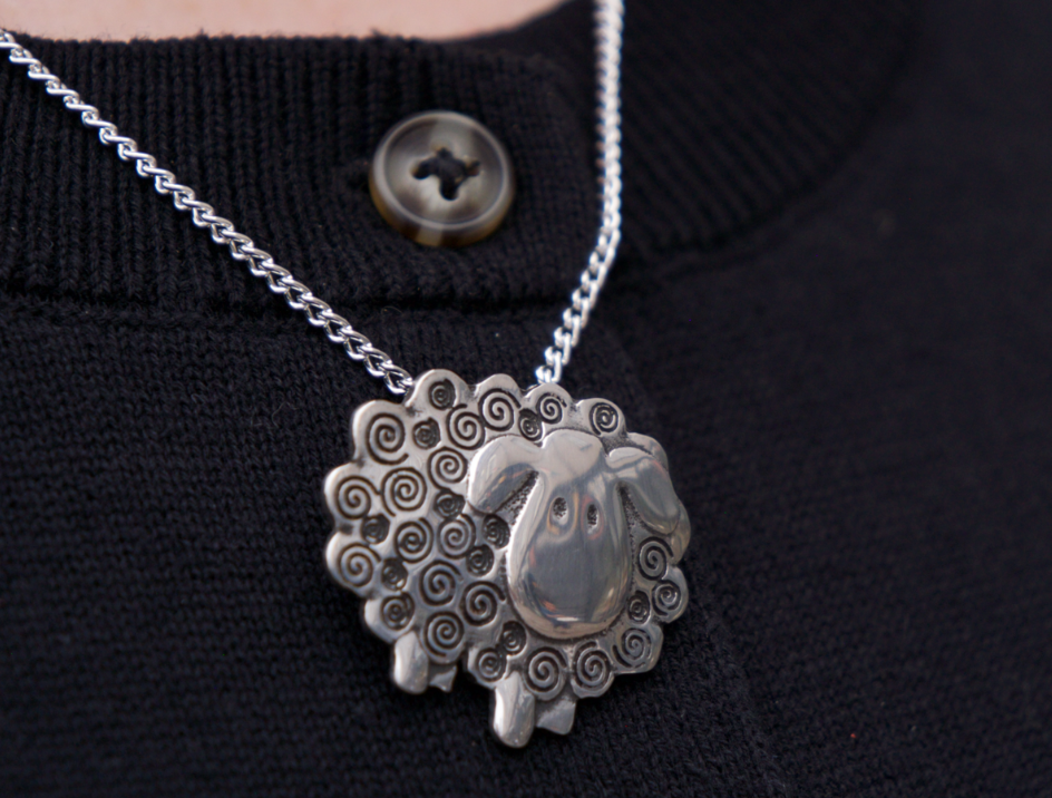 St Justin Pewter Sheep Necklace